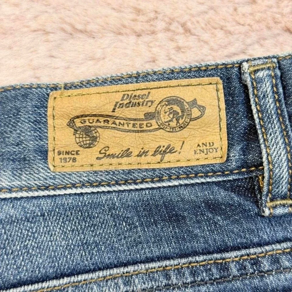 Vintage y2k diesel low rise micro denim cut off shorts, womens 25,‎ frayed hem
